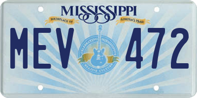 MS license plate MEV472