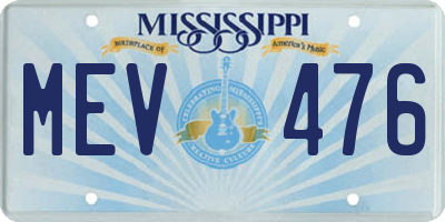 MS license plate MEV476