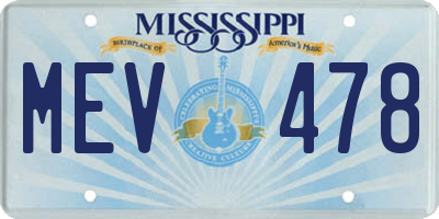 MS license plate MEV478