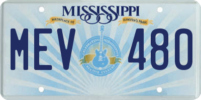 MS license plate MEV480