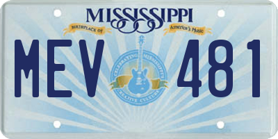 MS license plate MEV481