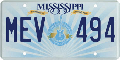MS license plate MEV494