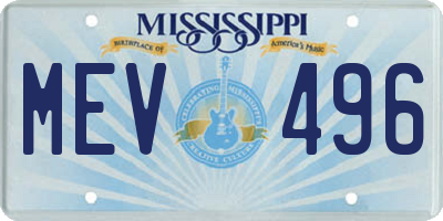 MS license plate MEV496