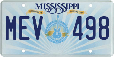MS license plate MEV498