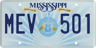 MS license plate MEV501