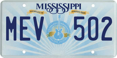 MS license plate MEV502
