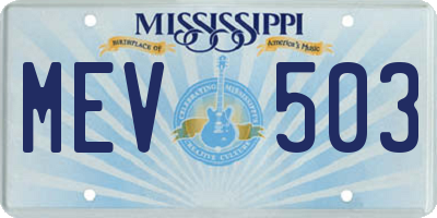 MS license plate MEV503