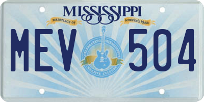 MS license plate MEV504