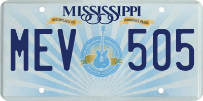 MS license plate MEV505