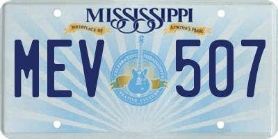 MS license plate MEV507