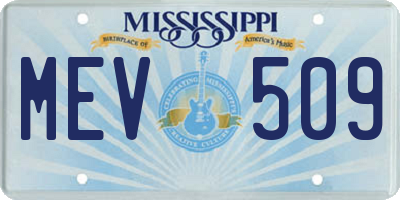MS license plate MEV509
