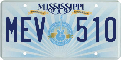 MS license plate MEV510