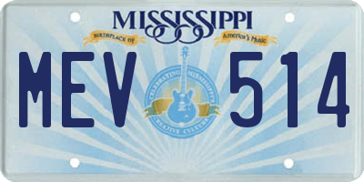 MS license plate MEV514
