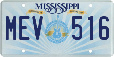 MS license plate MEV516