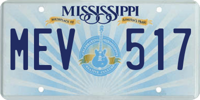 MS license plate MEV517