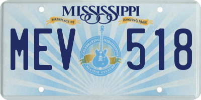MS license plate MEV518