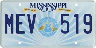 MS license plate MEV519