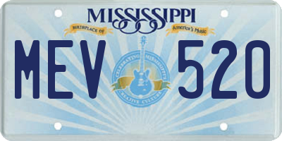 MS license plate MEV520