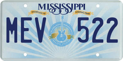 MS license plate MEV522