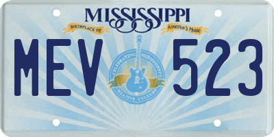 MS license plate MEV523