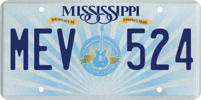 MS license plate MEV524
