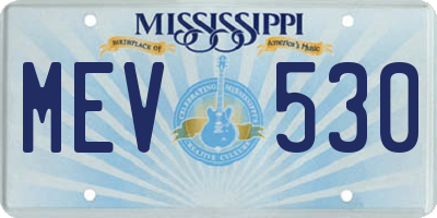 MS license plate MEV530