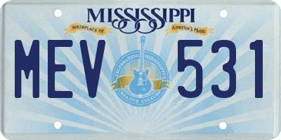 MS license plate MEV531