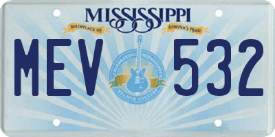 MS license plate MEV532