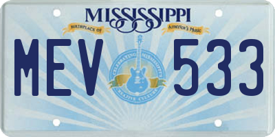 MS license plate MEV533