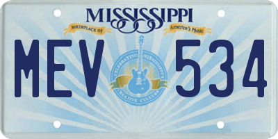 MS license plate MEV534