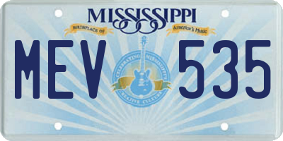 MS license plate MEV535