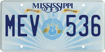 MS license plate MEV536