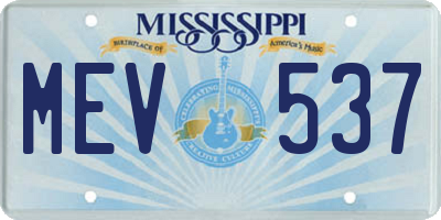 MS license plate MEV537