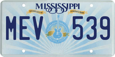 MS license plate MEV539