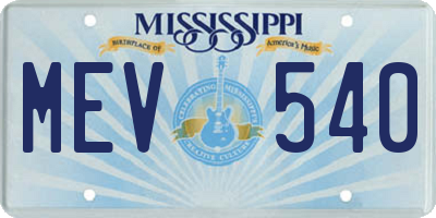 MS license plate MEV540