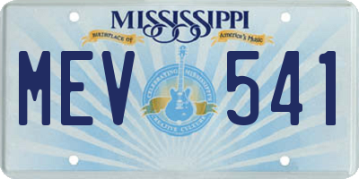 MS license plate MEV541
