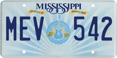 MS license plate MEV542