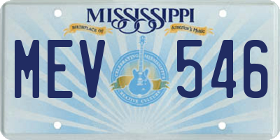 MS license plate MEV546