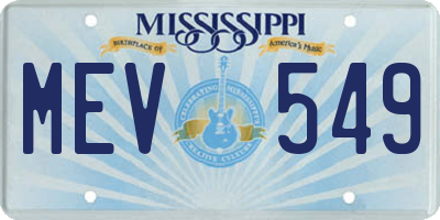 MS license plate MEV549