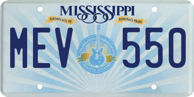 MS license plate MEV550