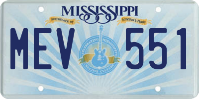 MS license plate MEV551