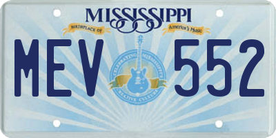 MS license plate MEV552