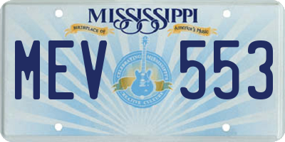 MS license plate MEV553