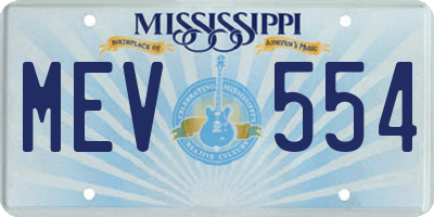 MS license plate MEV554