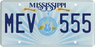 MS license plate MEV555