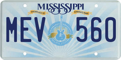 MS license plate MEV560