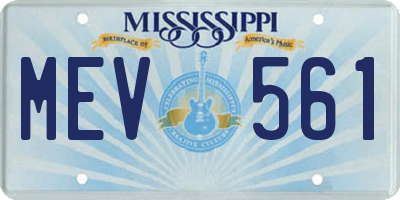 MS license plate MEV561