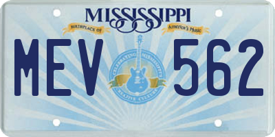 MS license plate MEV562