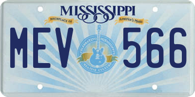 MS license plate MEV566