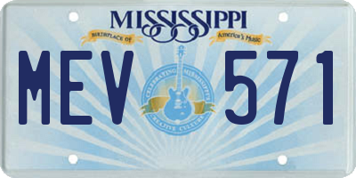 MS license plate MEV571